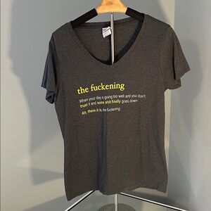 Gray V-Neck Graphic Tee worn once